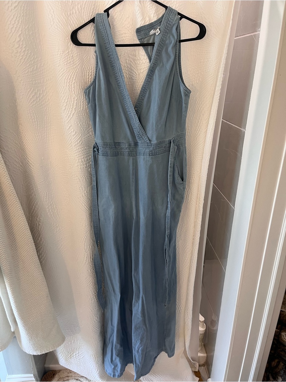 BB Dakota Dusty Blue Sleeveless Wrap Maxi Dress
